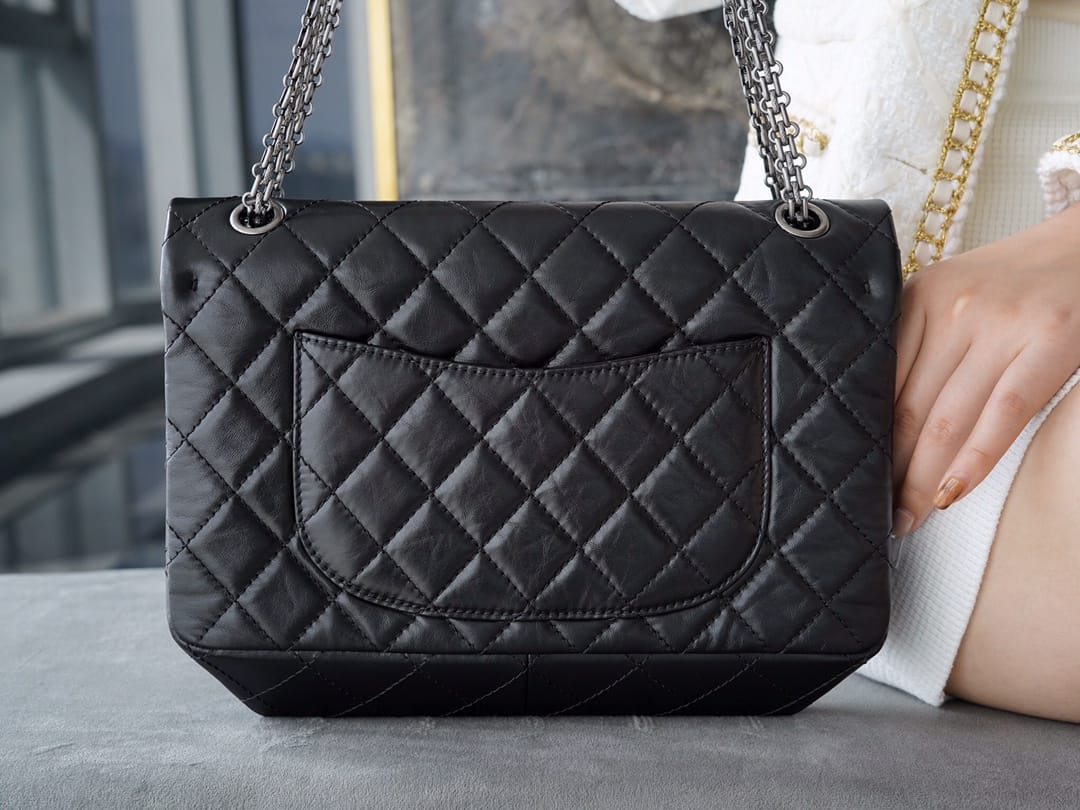 CHANEL 2.55 Large Reissue Flap Bag Aged Lambskin - Black & Silver Toned Hardware