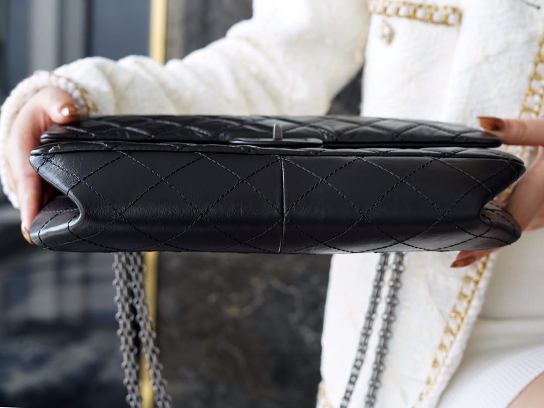 CHANEL 2.55 Large Reissue Flap Bag Aged Lambskin - Black & Silver Toned Hardware