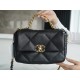 CHANEL 19 Small Flap Bag in Shiny Lambskin - Black 