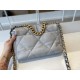 CHANEL 19 Small Flap Bag in Shiny Lambskin - Gray