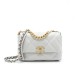 CHANEL 19 Small Flap Bag in Shiny Lambskin - Light Grey