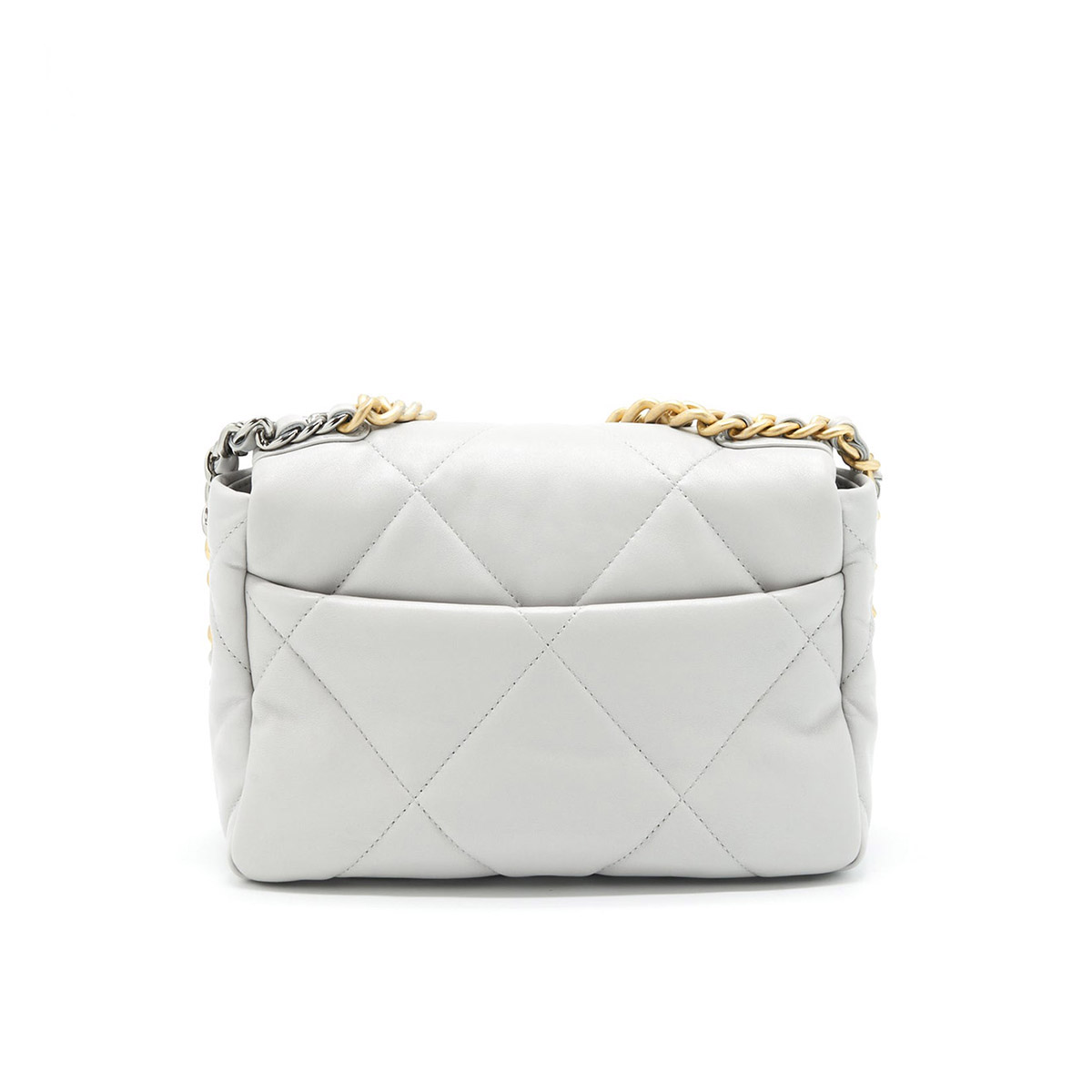 CHANEL 19 Small Flap Bag in Shiny Lambskin - Light Grey