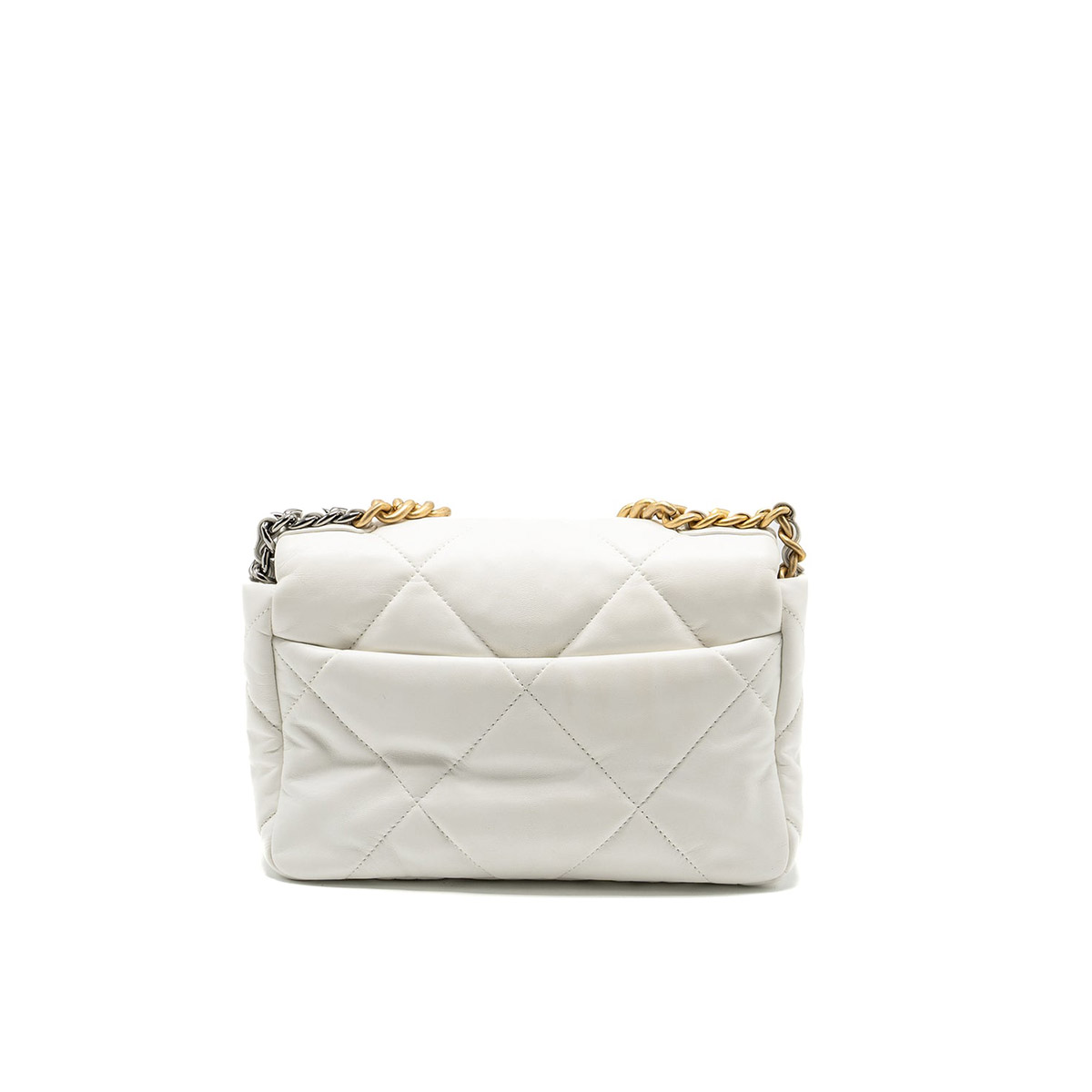 CHANEL 19 Small Flap Bag in Shiny Lambskin - White 