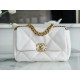 CHANEL 19 Small Flap Bag in Shiny Lambskin - White 