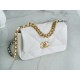 CHANEL 19 Small Flap Bag in Shiny Lambskin - White 