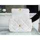 CHANEL 19 Small Flap Bag in Shiny Lambskin - White 