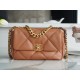 CHANEL 19 Small Flap Bag in Shiny Lambskin - Caramel 