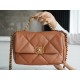 CHANEL 19 Small Flap Bag in Shiny Lambskin - Caramel 