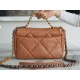 CHANEL 19 Small Flap Bag in Shiny Lambskin - Caramel 