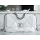 CHANEL 19 Small Flap Bag in Shiny Lambskin - White & Silver