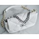 CHANEL 19 Small Flap Bag in Shiny Lambskin - White & Silver