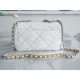 CHANEL 19 Small Flap Bag in Shiny Lambskin - White & Silver