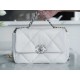 CHANEL 19 Small Flap Bag in Shiny Lambskin - White & Silver