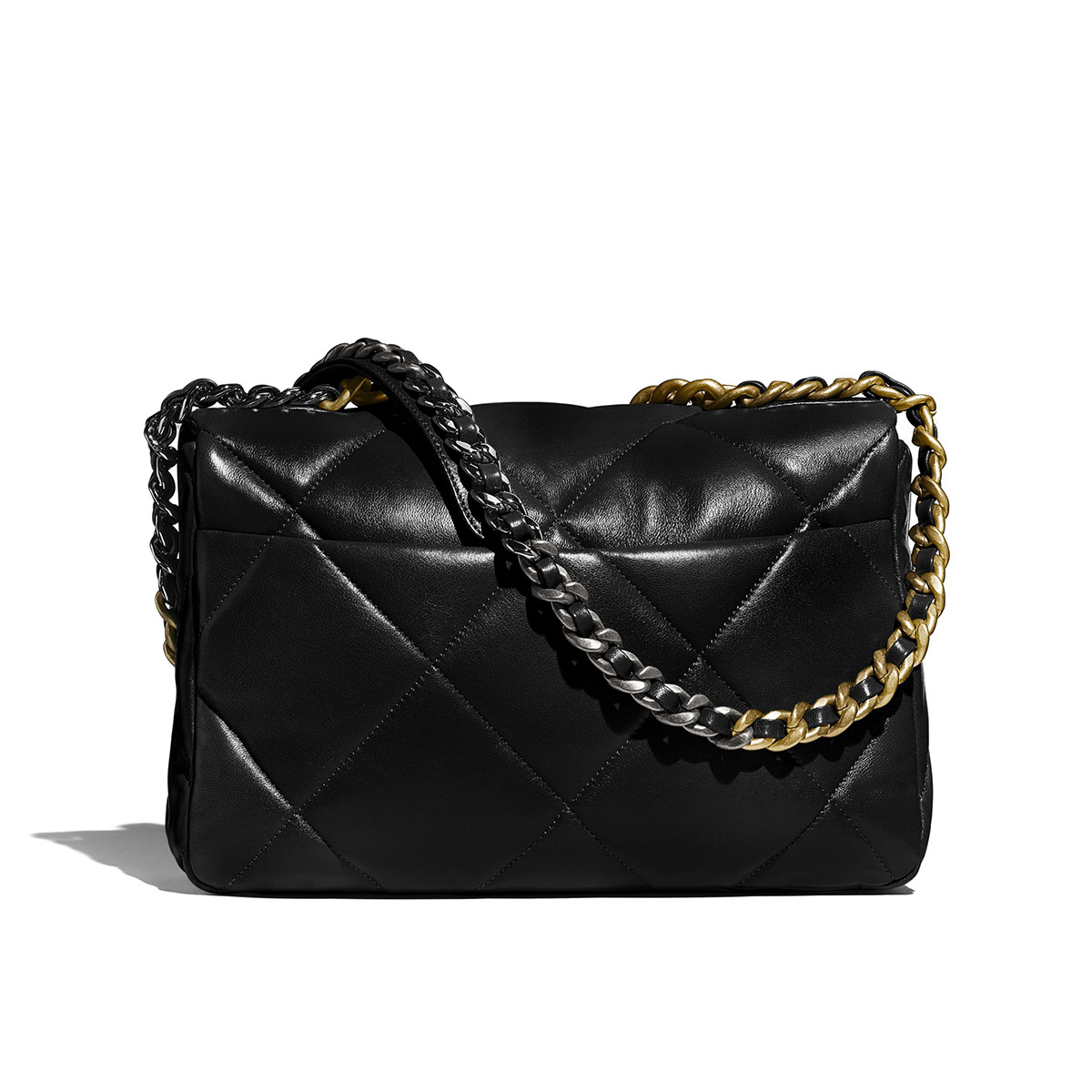 CHANEL 19 Large Flap Bag in Shiny Lambskin - Black 