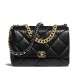 CHANEL 19 Maxi Flap Bag in Shiny Lambskin - Black 