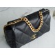 CHANEL 19 Maxi Flap Bag in Shiny Lambskin - Black 