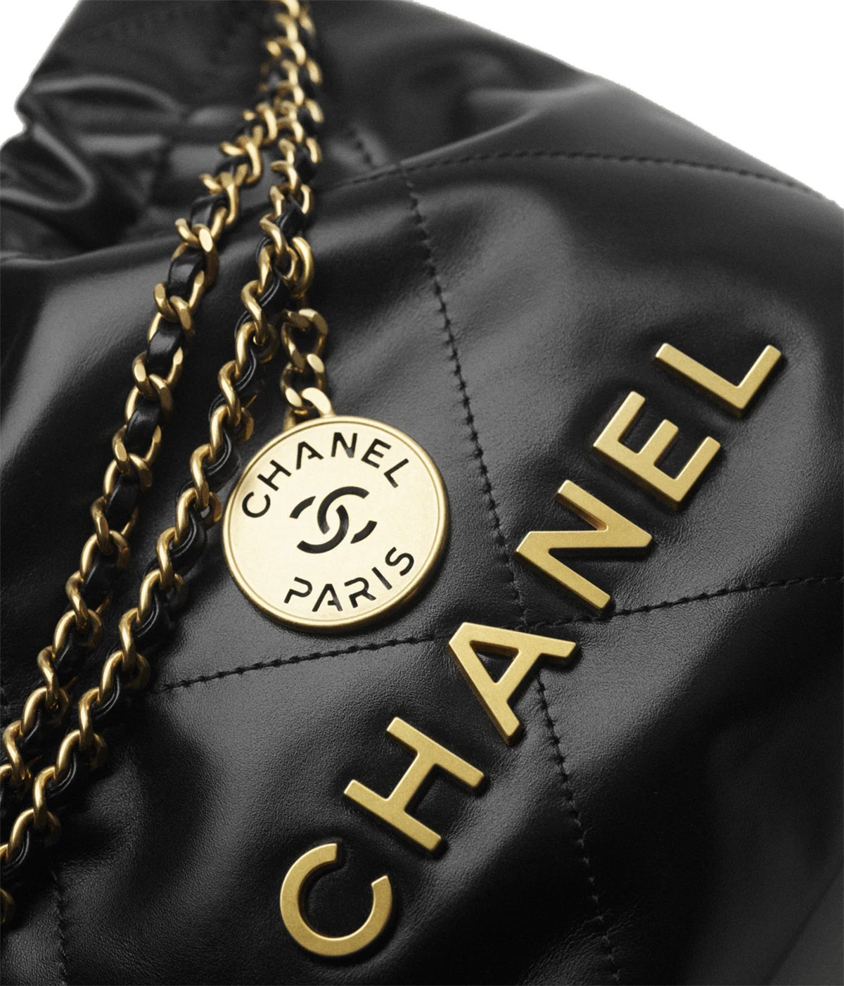 CHANEL 22 Mini Hobo Bag in Shiny Calfskin - Black 