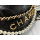 CHANEL 22 Mini Hobo Bag With Pearl Shiny Calfskin - Black 