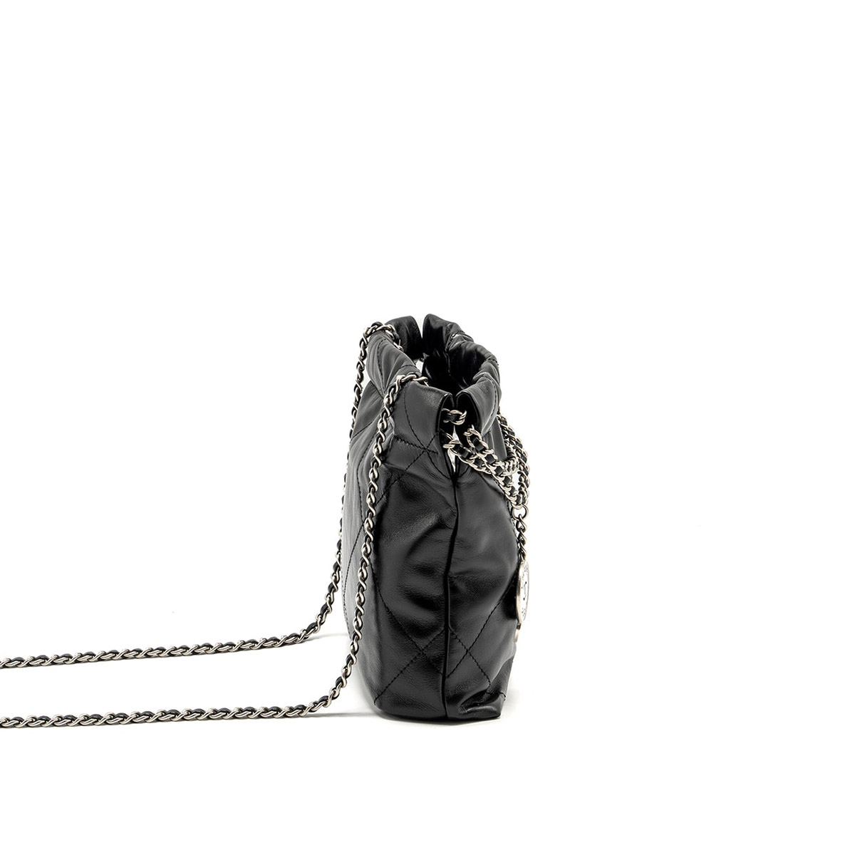 CHANEL 22 Mini Hobo Bag in Grained Calfskin - Black & Silver