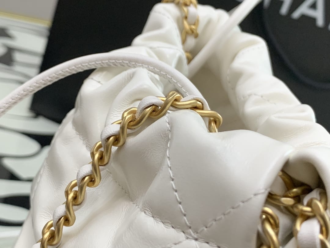 CHANEL 22 Mini Hobo Bag in Shiny Calfskin - White