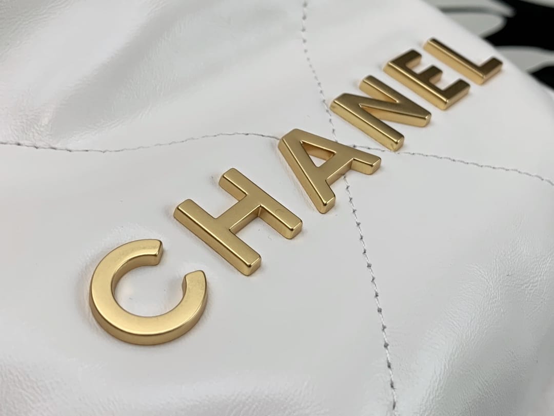 CHANEL 22 Mini Hobo Bag in Shiny Calfskin - White