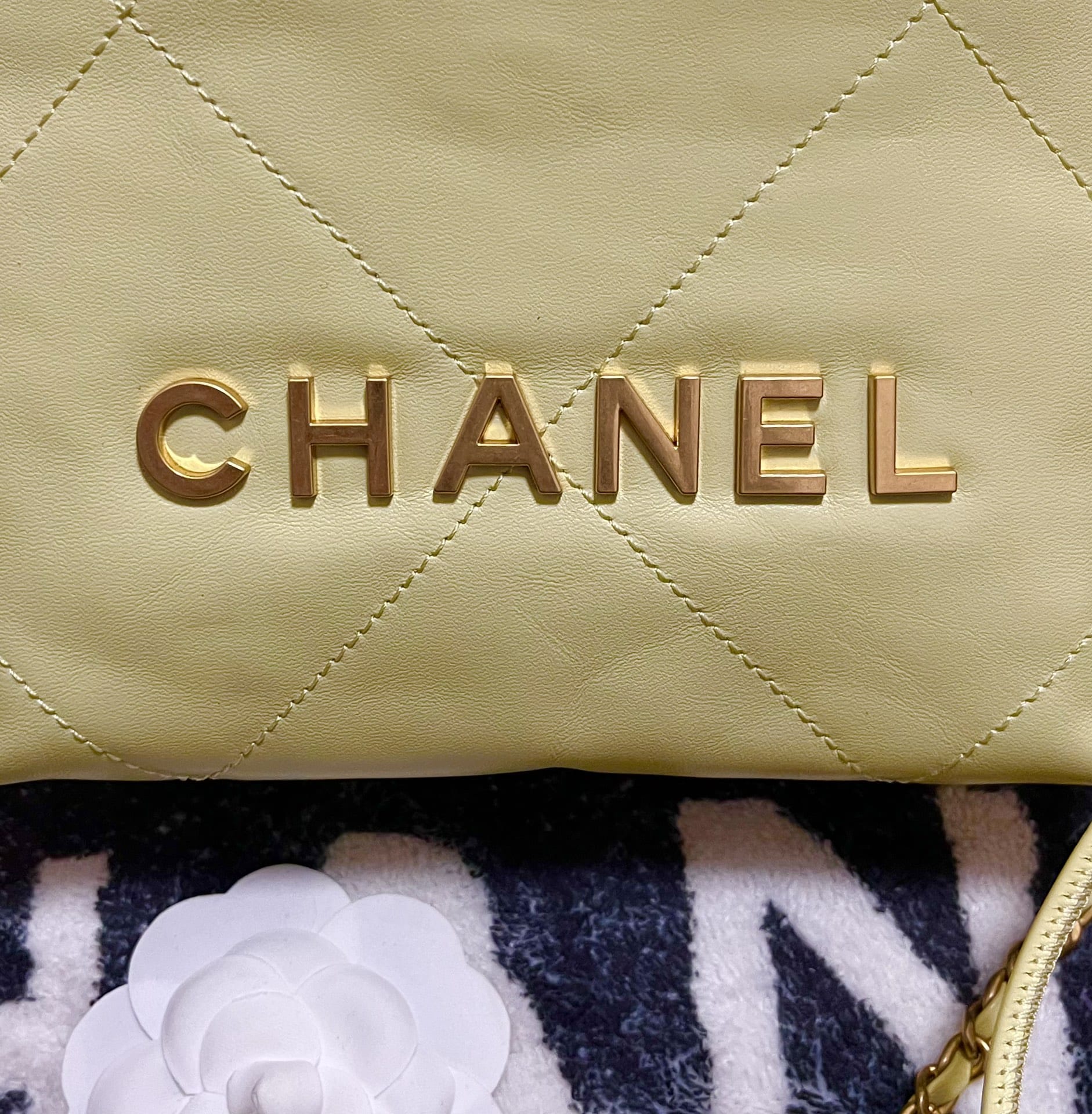 CHANEL 22 Mini Hobo Bag in Shiny Calfskin - Light Yellow