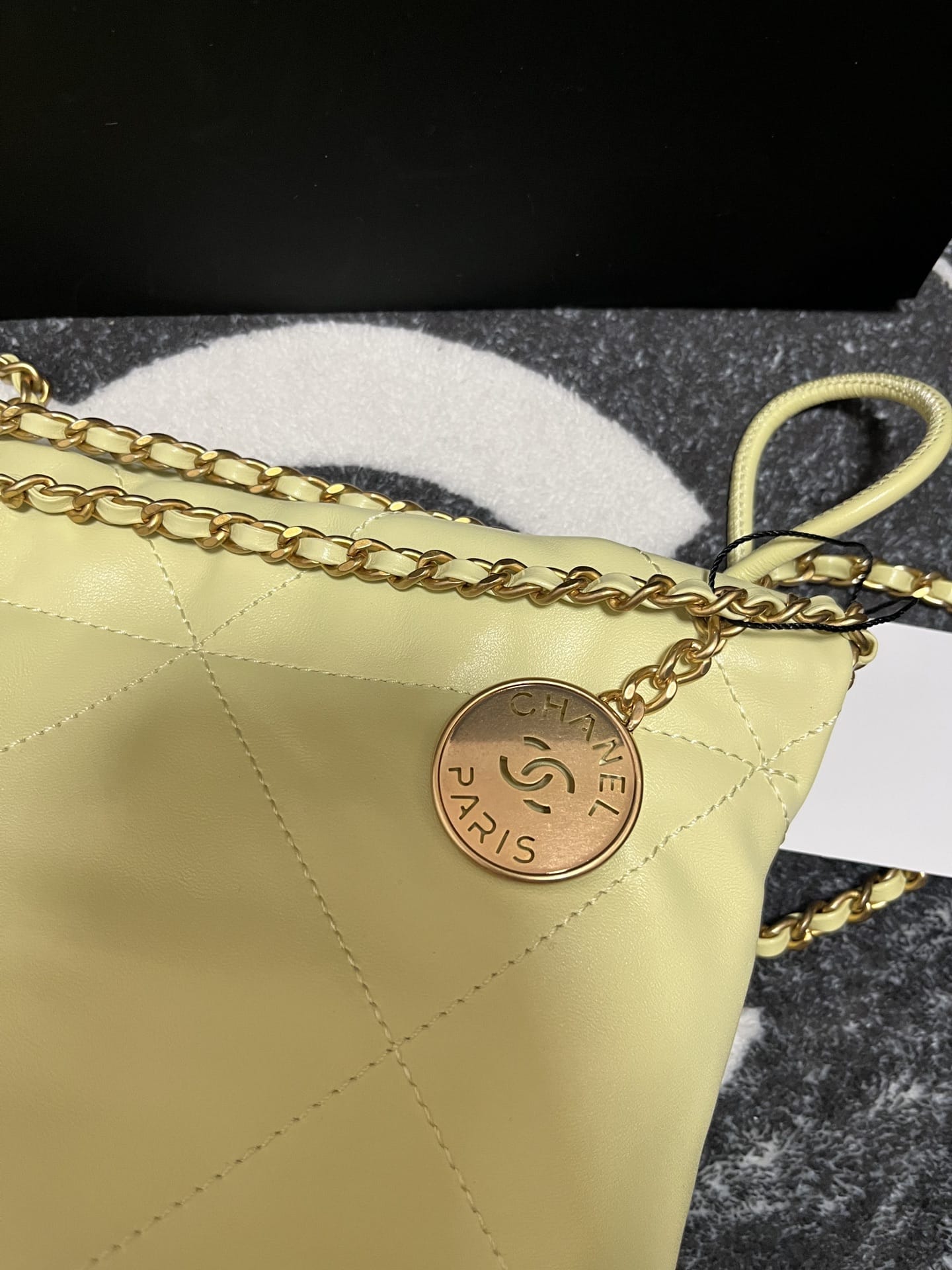 CHANEL 22 Mini Hobo Bag in Shiny Calfskin - Light Yellow