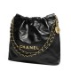 CHANEL 22 Small Hobo Bag in Shiny Calfskin - Black 