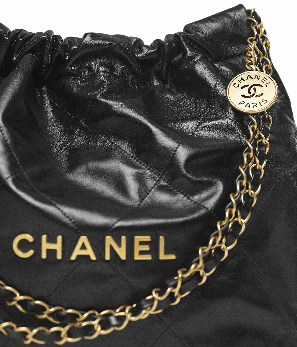 CHANEL 22 Small Hobo Bag in Shiny Calfskin - Black 