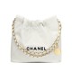 CHANEL 22 Small Hobo Bag in Shiny Calfskin - White & Black LOGO