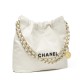 CHANEL 22 Small Hobo Bag in Shiny Calfskin - White & Black LOGO