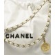 CHANEL 22 Small Hobo Bag in Shiny Calfskin - White & Black LOGO