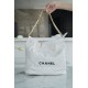 CHANEL 22 Small Hobo Bag in Shiny Calfskin - White & Black LOGO