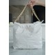 CHANEL 22 Small Hobo Bag in Shiny Calfskin - White & Black LOGO