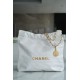 CHANEL 22 Small Hobo Bag in Shiny Calfskin - White & Gold LOGO