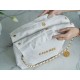 CHANEL 22 Small Hobo Bag in Shiny Calfskin - White & Gold LOGO