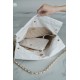 CHANEL 22 Small Hobo Bag in Shiny Calfskin - White & Gold LOGO