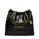 CHANEL 22 Medium Hobo Bag in Shiny Calfskin - Black 