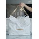 CHANEL 22 Medium Hobo Bag in Shiny Calfskin - White Gold LOGO