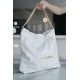 CHANEL 22 Medium Hobo Bag in Shiny Calfskin - White Gold LOGO