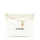 CHANEL 22 Medium Hobo Bag in Shiny Calfskin - White & Black LOGO