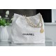 CHANEL 22 Medium Hobo Bag in Shiny Calfskin - White & Black LOGO