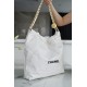 CHANEL 22 Medium Hobo Bag in Shiny Calfskin - White & Black LOGO