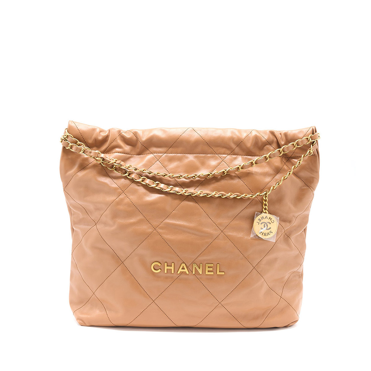 CHANEL 22 Medium Hobo Bag in Shiny Calfskin - Caramel