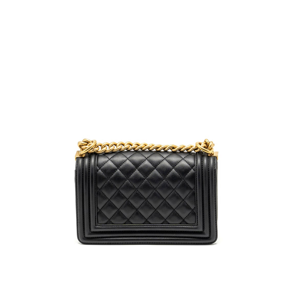 CHANEL BOY Small Flap Bag in Calfskin Leather - Black & Gold