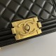 CHANEL BOY Small Flap Bag in Calfskin Leather - Black & Gold