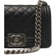 CHANEL BOY Small Flap Bag in Calfskin Leather - Black & Silver