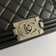 CHANEL BOY Small Flap Bag in Calfskin Leather - Black & Silver