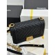 CHANEL BOY Medium Flap Bag in Grained Calfskin Leather - Black & Gold