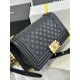 CHANEL BOY Medium Flap Bag in Grained Calfskin Leather - Black & Gold